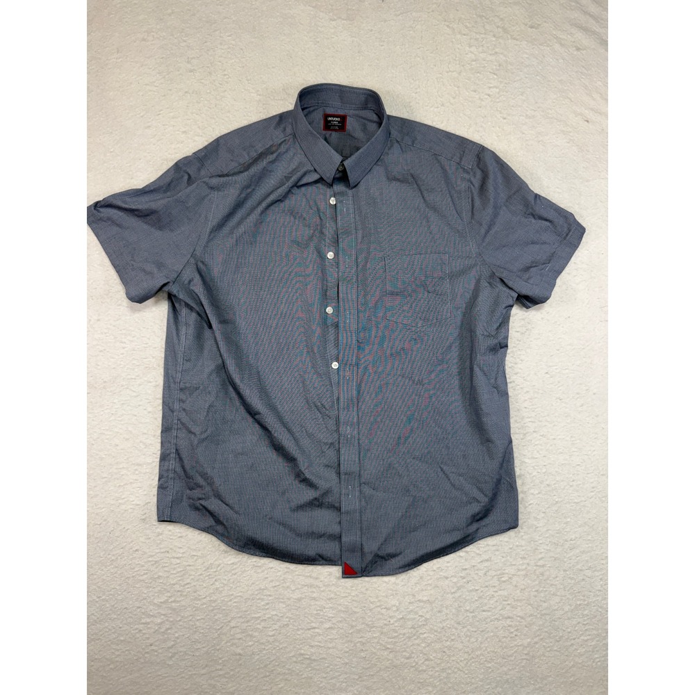 UNTUCKit Mens XL Short Sleeve Button Down Shirt Wrinkle Free Regular Fit Blue